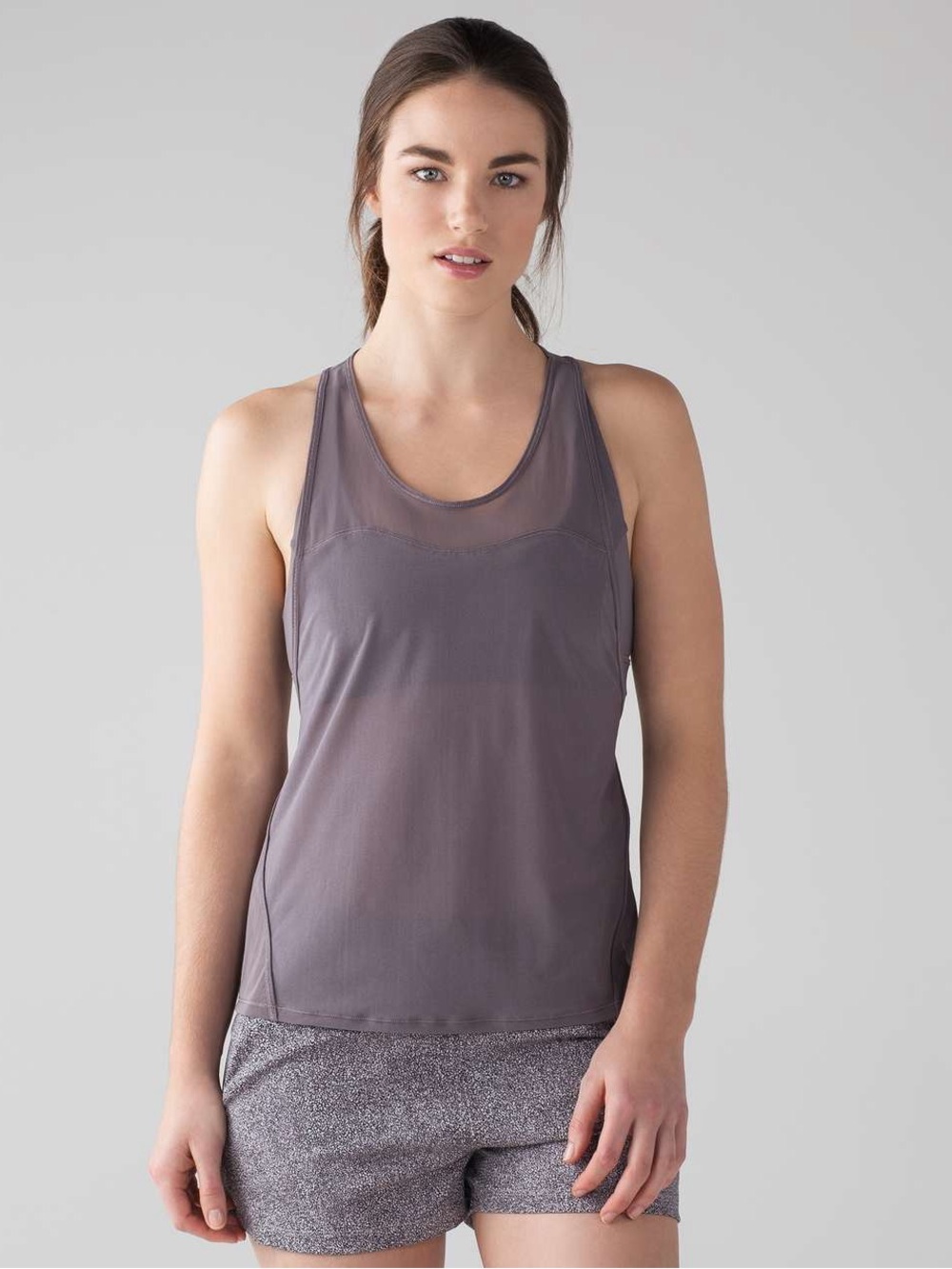 Lululemon Light N Breezy Tank & Detachable Bra Size 4 Magnum Grey 2 in 1